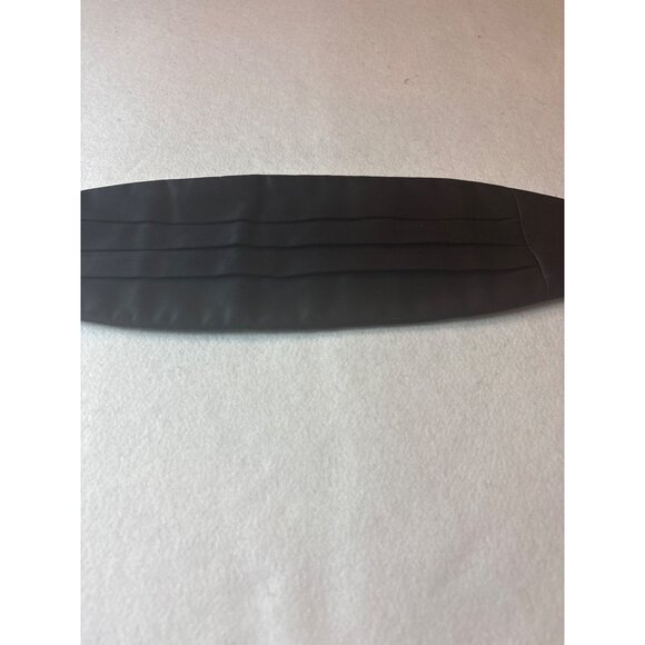 Mens Black Satin Pleated Cummerbund Tuxedo Accessory Adjustable Waist - Picture 2 of 3